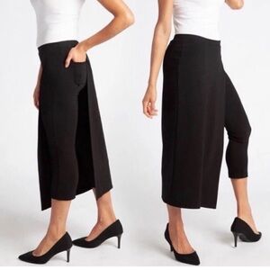 XS Betabrand the Sassiest Black Wrap Side Slit Yoga Pant Skirt 
.